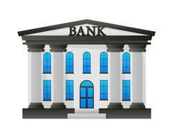 Bank byggnad. uppkopplad bankverksamhet. pengar utbyta, finansiell tjänster, atm. vektor stock illustration.