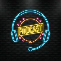 podcast. bricka, ikon, stämpel, logotyp. vektor stock illustration.