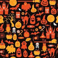 nahtloses Muster von Halloween mit Kürbissen und Symbolen. vektor