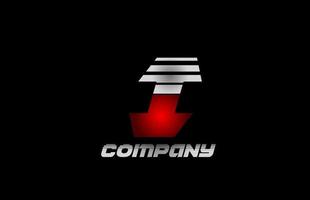 jag röd grå svart alfabetet brev logotyp ikon design för företag och företag vektor