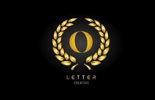 guld gyllene o alfabetet brev logotyp ikon med blommönster för företag och företag vektor
