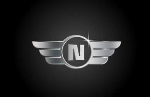 n Alphabet-Buchstaben-Logo-Symbol für Unternehmen und Unternehmen mit Flügeldesign vektor