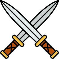 zwei Schwerter Linie gefüllt Symbol vektor