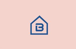 blå rosa b alfabetet brev logotyp ikon för företag och företag med husdesign vektor