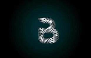 b silbergraues Alphabet Buchstaben-Logo-Symbol für Unternehmen. metallisches Liniendesign für Corporate Identity vektor