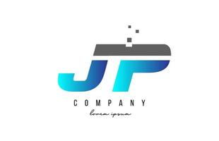 jp jp alfabetbokstavskombination i blå och grå färg. kreativ ikondesign för företag och företag vektor