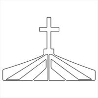 kontinuierlich Single Linie Kunst Symbol von Religion Vektor Illustration Kreuz Symbol von Christentum