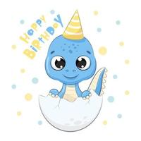 süßer Dinosaurier mit Phrase - alles Gute zum Geburtstag. vektor