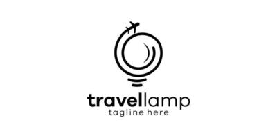Logo Design kombinieren das gestalten von ein Lampe mit reisen, minimalistisch Linie Logo Design. vektor