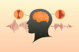 Schlaganfall Krankheit Konzept. ischämisch und hämorrhagisch. wissenschaftlich medizinisch Illustration von Mensch Gehirn Schlaganfall. Vektor Illustration.