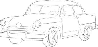 silhuett av en klassisk retro bil. design för hälsning kort, affischer, plåster, Kläder grafik, emblem, tatueringar. retro bil på en vit bakgrund. vektor
