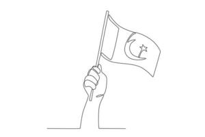 ein Mann halten ein pakistanisch Flagge vektor