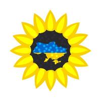 Sonnenblume mit ein Silhouette von ein Karte von Ukraine innen. das Blume ist ein Symbol von das Tag von Erinnerung von Verteidiger von Ukraine. Vektor. vektor
