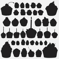 Cupcake Silhouette einstellen vektor