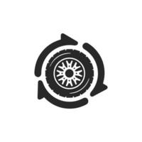 Reifen Logo Design. Automobil, Auto Ausstellungsraum, Auto Händler Logo Rad Design vektor