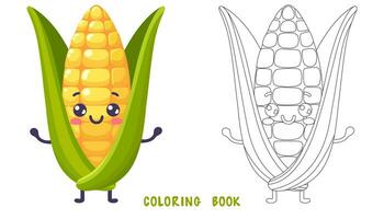 Färbung Buch von groovig Karikatur komisch Mais vektor