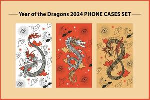 Jahr von das Drachen 2024 Telefon Fälle vektor