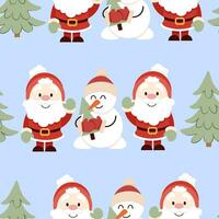 Schneemann und Santa claus im Weihnachten nahtlos Muster vektor