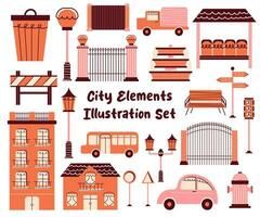 tecknad serie uppsättning av stad design element vektor