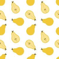 sömlös vektor mönster med hela päron färsk frukt. platt illustrationer isolerat på vit bakgrund