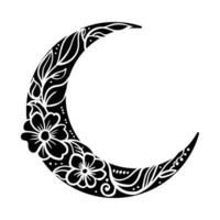 Blumen- Halbmond Mond , Ramadan Clip Art, Hand gezeichnet Vektor Illustration