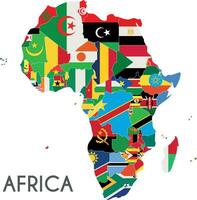 politisk afrika Karta vektor illustration med de flaggor av Allt länder. redigerbar och klart märkt skikten.