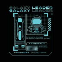 Galaxis Führer Illustration, Astronaut Charakter Poster Design, Hintergrund, T-Shirt Design. vektor