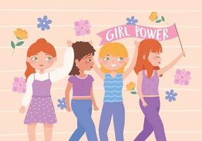 Frauentag, Mädchenpower, Feminismusideen, Frauenförderung vektor