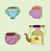 Kaffeetassen und Teekanne vektor