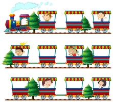 Barn som åker på tåg vektor