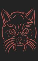 skrämmande linje konst ansikte av katter ilustration vektor