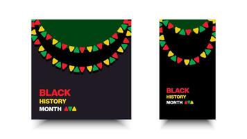 februari är svart historia månad. afrikansk amerikan historia, design för social media, bakgrund, baner, affisch vektor