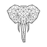 geometrisk elefant klotter djur- tecknad serie låg poly tatuering vektor