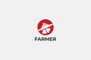 Kopf, Hut, Sonne Farmer minimal Logo vektor