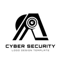 Illustration Vektor Grafik Logo Design von Brief ein und cctv Kamera. geeignet zum Cyber Sicherheit Dienstleistungen.