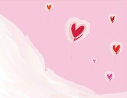 Hand gezeichnet Aquarell fliegend Herzen auf Rosa und Weiß Hintergrund vektor