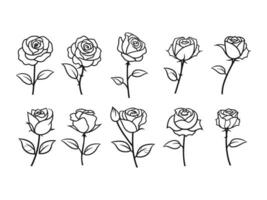 einstellen von minimalistisch Blumen Linie Kunst Vektor Illustration