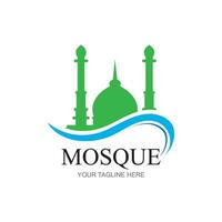 Moschee Logo Design mit islamisch kreativ Konzept Prämie Vektor