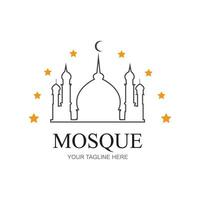 Moschee Logo Design mit islamisch kreativ Konzept Prämie Vektor