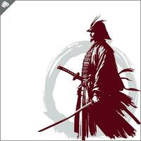 Samurai. Japan Krieger mit Katana Rasen. vektor