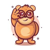 söt Björn djur- karaktär maskot med ok tecken hand gest isolerat tecknad serie vektor