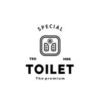 Toilette Linie Hipster Logo Schüssel Sanitärartikel Vektor Badezimmer. Bidet Toilette Linie Symbol Innere oben Aussicht