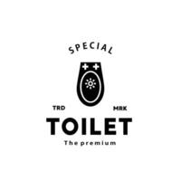 Toilette Silhouette Hipster Logo Schüssel Sanitärartikel Vektor Badezimmer. Bidet Toilette Linie Symbol Innere oben Aussicht