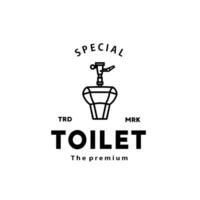 Toilette Linie Hipster Logo Schüssel Sanitärartikel Vektor Badezimmer. Bidet Toilette Linie Symbol Innere