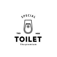 Toilette Linie Hipster Logo Schüssel Sanitärartikel Vektor Badezimmer. Bidet Toilette Linie Symbol Innere oben Aussicht