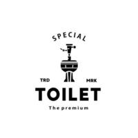 Toilette Hipster Silhouette Logo Schüssel Sanitärartikel Vektor Badezimmer. Bidet Toilette Linie Symbol Innere