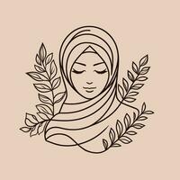 ai genererad vektor kvinnor hijab skönhet muslim mode platt design scarf logotyp