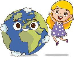 Vektor Illustration von glücklich Kinder Springen um das Erde.