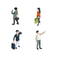 turistiska personer familj par affärsman med väska 3d bagage tecken vektor
