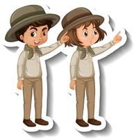 par barn bär safari outfit tecknad karaktär klistermärke vektor